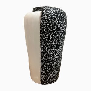 Vase Noir et Blanc en Céramique, 1980s