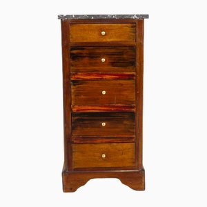 Kleine Biedermeier Kommode aus Mahagoni & Furnier mit Marmorplatte, 1930er