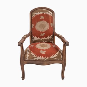 Boho Chic Suzani Embroidered Bergere Chair