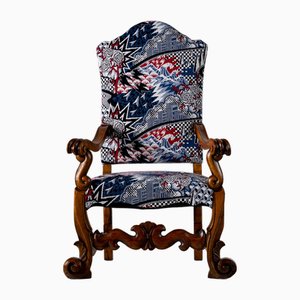 Fauteuil Baroque Milieu du 18ème Siècle avec Tapisserie d'Ameublement Moderne, Italie