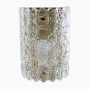Lampada da parete Mid-Century in vetro e ottone di Carl Fagerlund per Orrefors & Lyfa, Scandinavia, anni '60