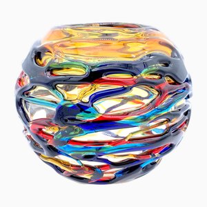 Runde Bernsteinvase aus handgefertigtem Muranoglas von YourMurano