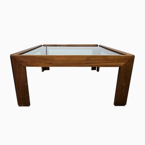 Mesa de centro con vidrio ahumado atribuida a Afra y Tobia Scarpa para Cassina, años 60