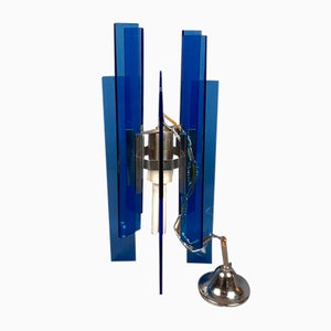 Blue Glass Plate Pendant Light by Antonio Lupi, 1970s