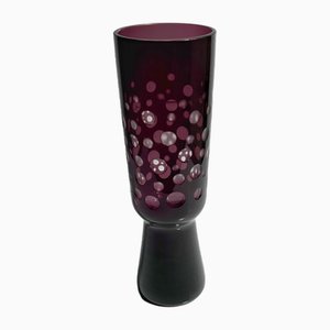 Bohemian Overlay Crystal Glass Vase, 1960s