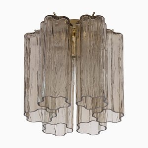 Lampada da soffitto piccola in vetro di Murano fumé, anni '90