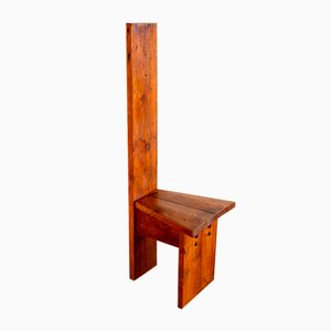 Mid-Century Tall Brutalist Artisan Accent Chair in Wood, 1970s