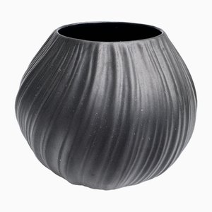 Pleated Black Vase by Martin Freyer for Rosenthal Studio Linie, 1968