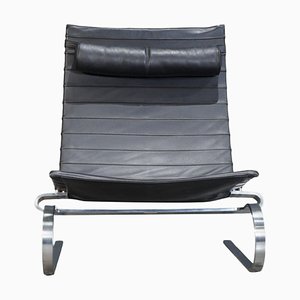 Silla PK20 de cuero negro de Poul Kjærholm para Fritz Hansen