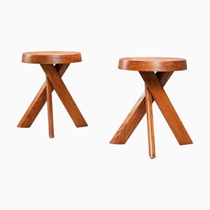 Elm S13A Hocker Pierre Chapo zugeschrieben, Frankreich, 1970er, 2er Set