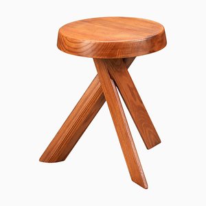 S13A Stool in Elm attributed to Pierre Chapo, France, 1970s