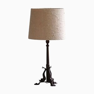 Lámpara de mesa danesa modernista de bronce, años 20