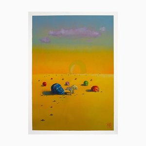 Gozo, Desert of Lost Heads, Acrilico su carta, 2024