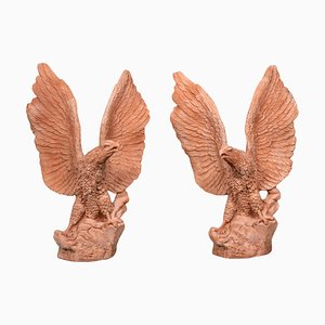 Statue di aquile grandi, XX secolo, terracotta, set di 2