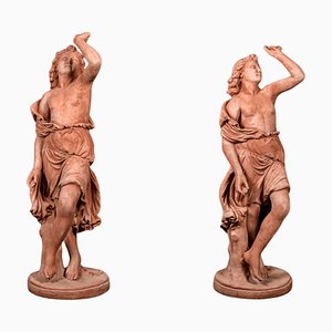 The Wealth Statuen, 20. Jh., Terrakotta, 2er Set