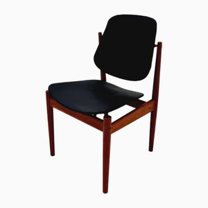 Chaise en Teck et Cuir par Arne Vodder pour France & Daverkosen, Danemark, 1960s