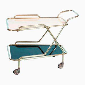 Carrello bar Mid-Century in ottone, anni '60