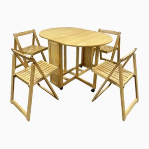 Danish Garden Dining Table & 4 Chairs, 1970s, Set of 5