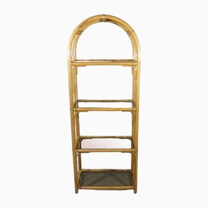 Vintage Regal aus Rattan & Rauchglas, 1970er