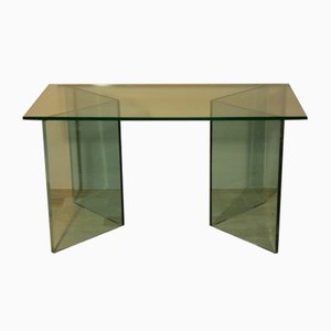 Scrivania Bacco in vetro trasparente attribuita a Tonelli, Italia, anni '80