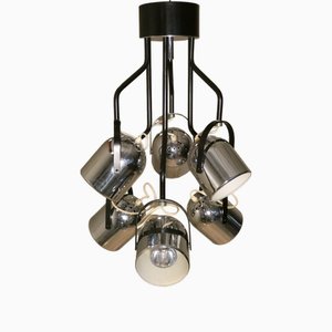 Goffredo Reggiani zugeschriebene 6 Spotlight Deckenlampe aus Stahl & Emaille, Italien, 1960er