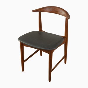 Vintage Cowhorn Chair in Leather and Walnut