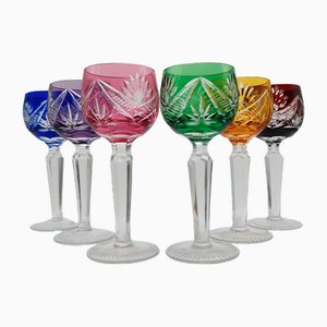 Vasos de licor de cristal atribuidos a Nachtmann, años 60, Alemania. Juego de 6