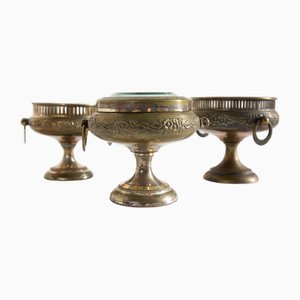 Contremarche Art Nouveau en Laiton, 1920s, Set de 3
