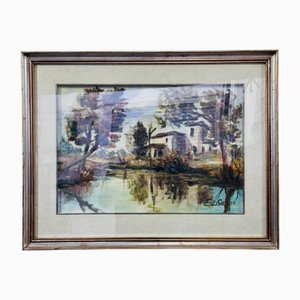 C. di Carlo, Landscape, 1980s, Oil on Canvas