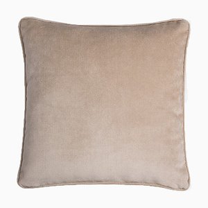 Happy Frame Beige Velvet Cushion Cover by LO Decor
