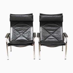 Chaise Vintage en Cuir Noir par Hans Eichenberger