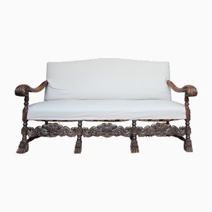 Antique German Carved Walnut Sofa