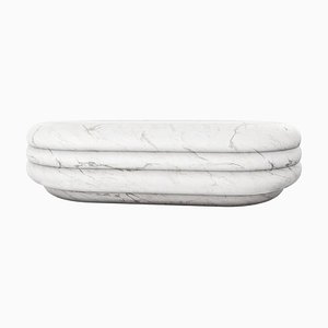 Chloe Curvy Oval Coffee Table in Sculpted White Carrara Marble by Fred & Juul