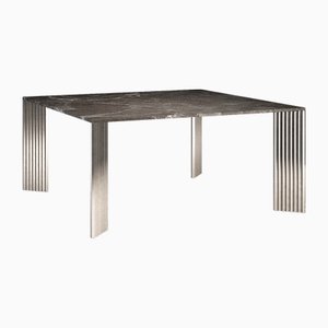 Piero Dining Table with Cast Aluminum Legs and Emperador Grey Marble Top by Fred & Juul