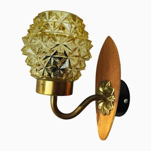 Danish Wall Lamp in Brass & Glass by J. Sommer, 1960s