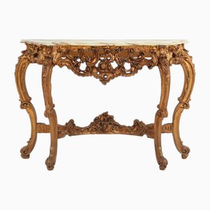 20th Century Louis Xv Style Console with Marble Top, France, 1970s