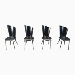 Postmodern Wooden Dining Chairs, 1980s, Set of 4