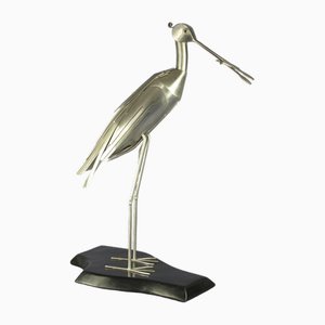 Moderne italienische Reiher Vogel Skulptur aus Stahl, 1980er