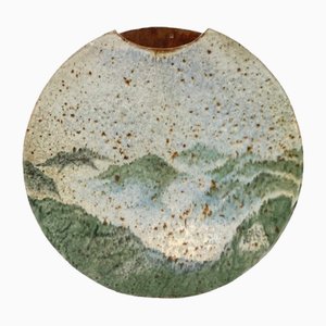 Vase Solifleur Mid-Century en Céramique Verte par Pierre Devie, France, 1980