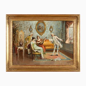 Frederik Lenderitz, Interno rococò, Olio su tela, firmato, 1900