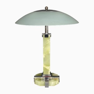 Art Deco Onyx and Chrome Table Lamp, 1930