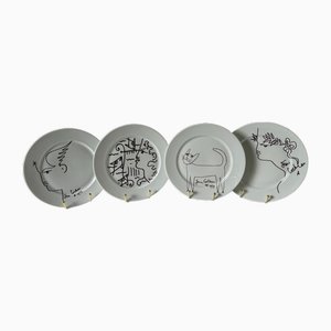 Porzellanteller Jean Cocteau für Limoges, Frankreich, 1960er, 4er Set