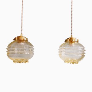 Lampe à Suspension Space Age en Verre Jaune Transparent, 1960s