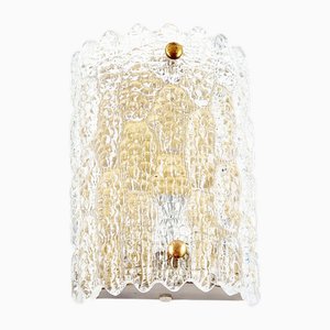 Lampada da parete Mid-Century in vetro e ottone di Carl Fagerlund per Orrefors, Svezia, anni '60