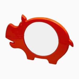 Orangefarbener Space Age Wandspiegel in Hippo-Form von Poss Denmark, 1960er