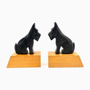 Mid-Century Wooden Schnauzer Bookends, France, 1940s, Set of 2
