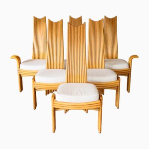 Chaises de Salle à Manger Modernistes en Rotin et Osier par Arthur Edwards pour McGuire, 1970s, Set de 6