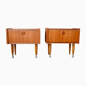 Vintage Style Scandinavian Bedside Tables or Nightstands, 1970s, Set of 2
