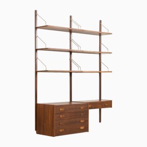 Console Murale Two Bay en Palissandre avec Petit Bureau par Preben Sorensen pour Randers, Danemark, 1960s