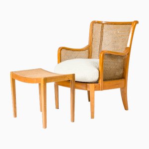 Set of Lounge Chair and Stool by Margareta Köhler, 1940s